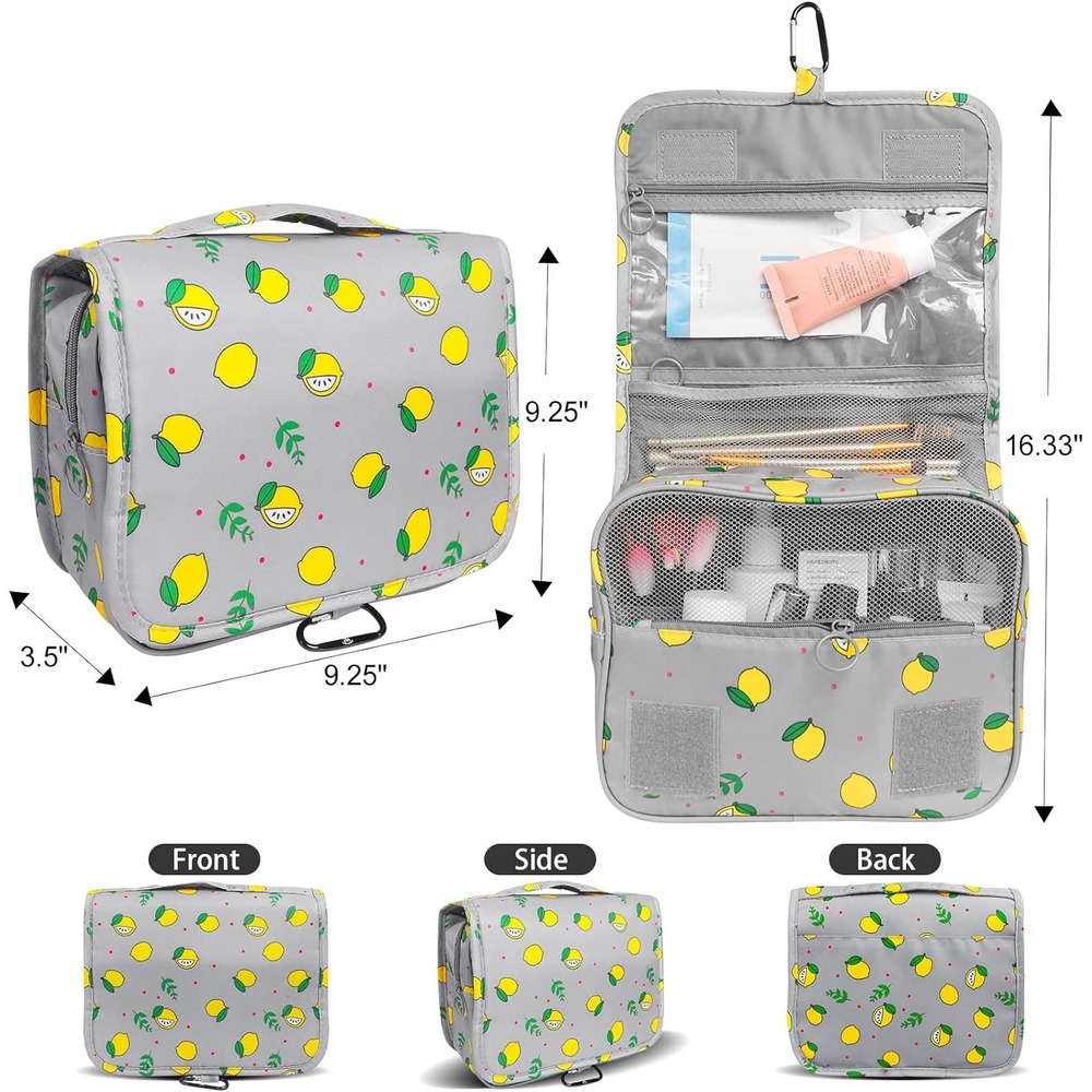 Lemon & Grey Multifunction Cosmetic Make Up Hanging Organizer Bag for Women - Picture 2 of 5